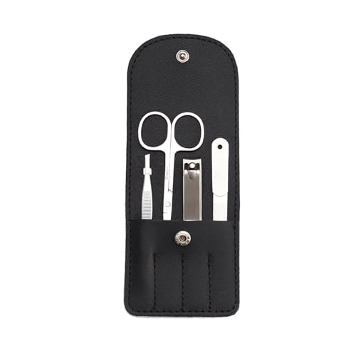 Shirene Juego de manicura, 4 piezas de acero inoxidable para uñas y cuidado de uñas, juego de manicura, juego de manicura profesional, kit de cuidado de uñas para hombre, juego de viaje con funda de
