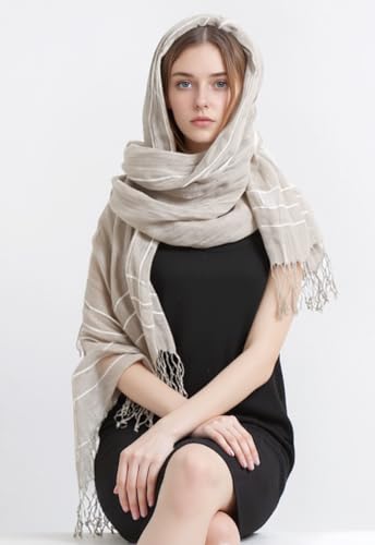 Jeelow Lightweight Summer Scarf Light Shawl Wrap Linen Feel Scarves For Men And Women2