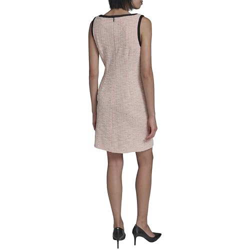 Image of Karl Lagerfeld Women's Sleeveless Split Neck Contrast Trim A-line Mini Dress with Bow Detail