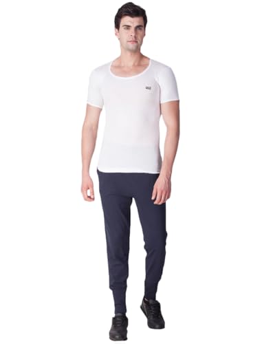 Image of LUX VENUS Super Combed Cotton Rib Round Neck Half Sleeve Vest for Men White