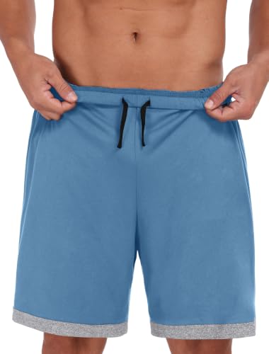Image of Mens Pajamas Set Lightweight Summer Pjs Sleepwear Soft Comfy Short Sleeve Loungewear With Pocket (S-4X)