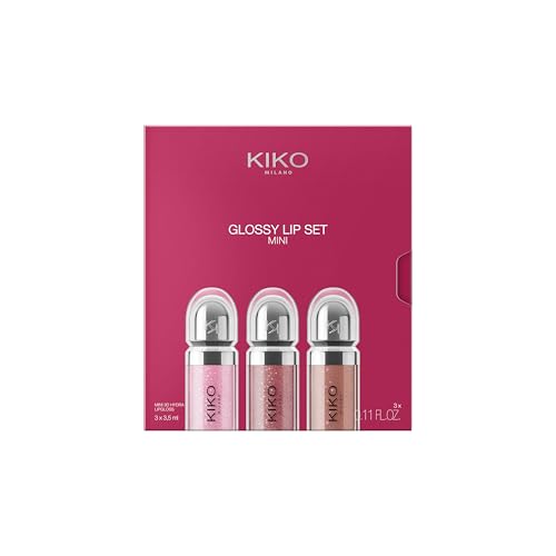 Image of KIKO Milano Glossy Lip Set Mini, Lip Kit: 3 Mini Hydrating Lip Glosses With 3D Volume Effect