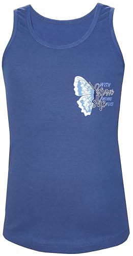 TupTam Unterhemden Mädchen Baumwoll Unterhemd 5er Pack Tank Top Ärmellos Kinder, Farbe: Schmetterling Rosa Lila Grau Dunkelblau, Größe: 110-116