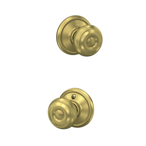 Image of SCHLAGE F10 GEO 608 Georgian Knob Hall and Closet, Satin Brass