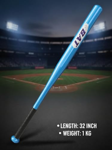 Image of Morex Baseball Bat | 32 Inch | Heavy Duty Steel Metal and Aluminium Alloy Sports Bat with Anti-Slip Grip for Baseball Game, Best for Beginners, Training and Self Defense. (Blue)