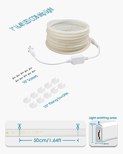 Tira de Luces LED Blanco Día 16.4FT Flexible Neon Para Interior y Exterior miniatura 7