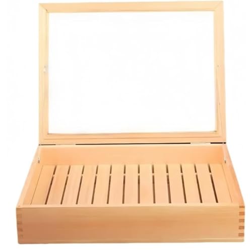 寿司 ユニーク 木製 ネタ箱 木製寿司箱 Cutdred 目皿 サーモン刺身盛り合わせディスプレイボックス アクリル製 寿司ネタケース フタ付 寿司ネタケース 保存容器 飲食店 キッチン ホテル レストラン 家庭用 業務用 大 寿司ネタ入れ 白木 焼きバー