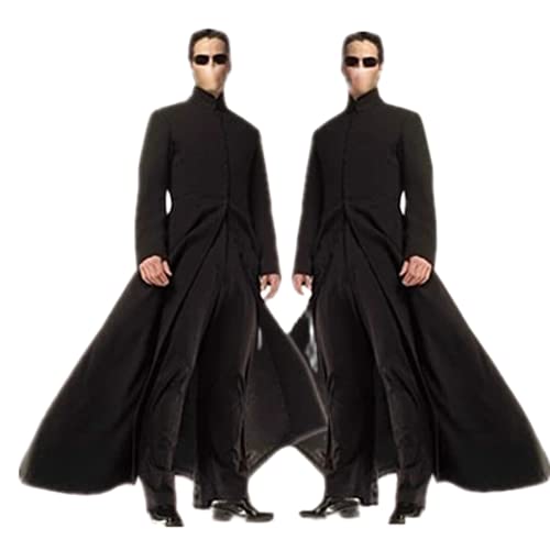 Neo Matrix Halloween Cosplay Kostuum Heavy Duty Katoen Keanu Reeves Black Gothic Kostuum, omvatten Trench Broek Bril - Image 3