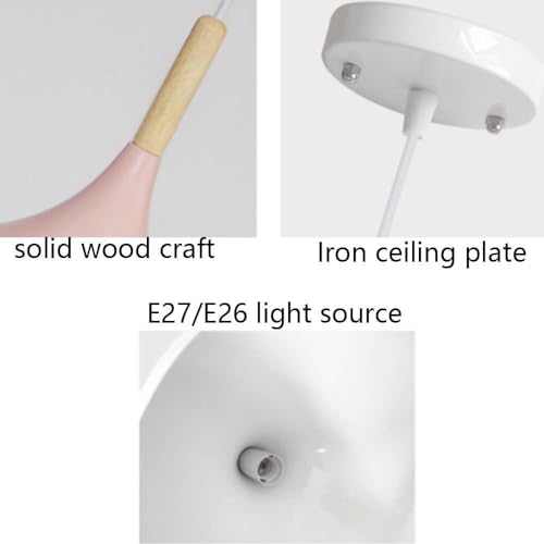 Lámparas de araña estilo macarrón industriales con base de madera E27 5