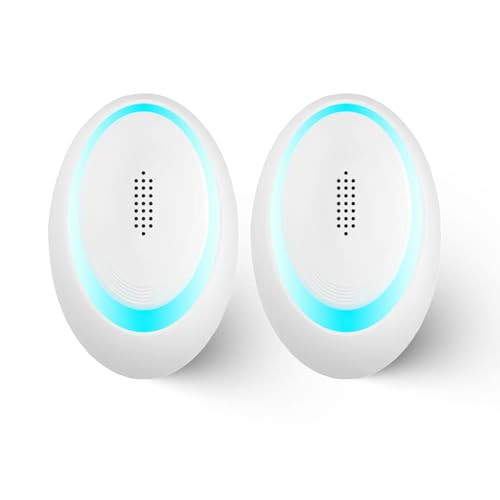 2 repelentes ultrasónicos de plagas, repelente electrónico de insectos enchufable, disuasorio de insectos para interiores, potente control de plagas, ideal para insectos, mosquitos, cucarachas, moscas