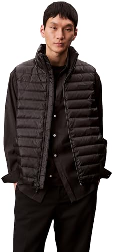 Calvin Klein SLVLSS LT WT - Chaleco acolchado de nailon para hombre, color negro (negro), talla M