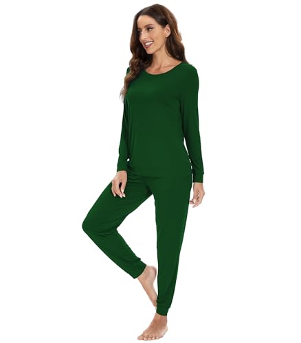 WiWi Viscose from Bamboo Women's Long Sleeve Pajama Sets Sleepwear with Jogger Pajamas Pants Soft Lounge Set Loungewear S-XXL3