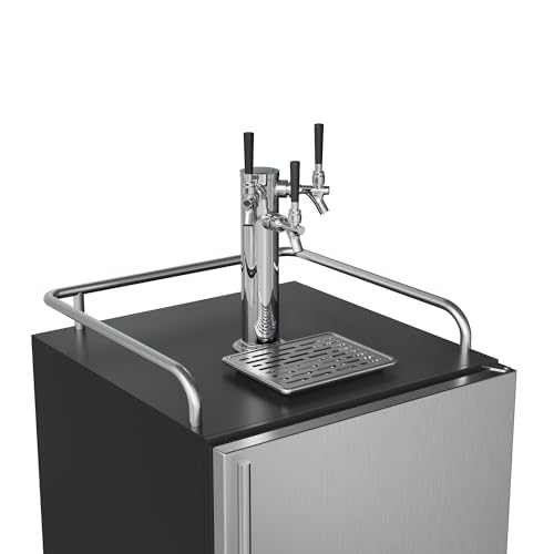 Image of EdgeStar KC7000TRIP 24 Inch Wide Triple Tap Kegerator for Full Size Kegs with Electronic Control Panel - Black Stainless Steel