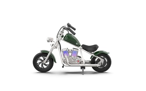 Hyper GoGo Cruiser 12 Deluxe,Kids Electric Motorbike with App and Music Player,Simulated Fog Emission,Colorful Ambient Light,Anodized Frameset(Green)