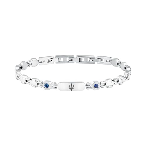 Pulsera hombre de acero Maserati que evita alergias y mantiene el brillo con zafiros azules