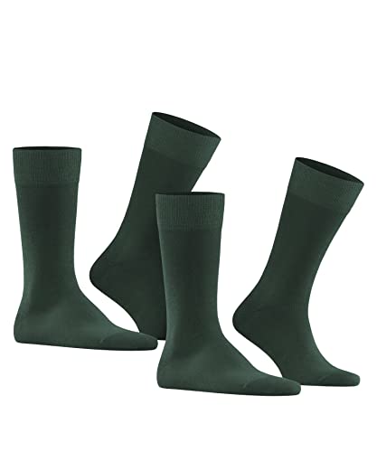 FALKE Herren Socken Happy Double Pack M So Baumwolle einfarbig 2 Paar, Grün Hunter Green 7441, 47-50