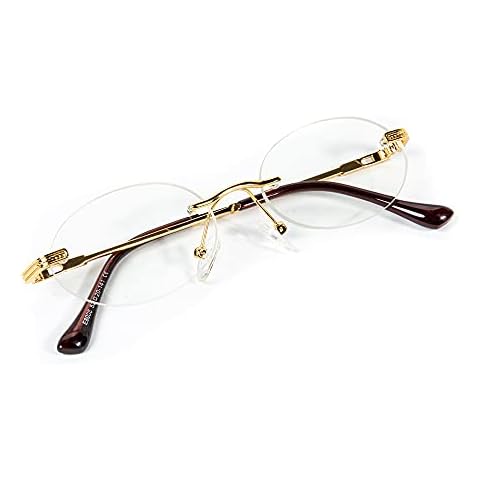 Street Knitted Oval Clear Tint Gold Frame Lens Retro Rimless Round Vintage Men's Hip Hop Glasses Cover