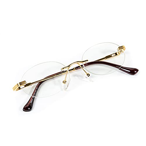 Street Knitted Oval Clear Tint Gold Frame Lens Retro Rimless Round Vintage Men's Hip Hop Glasses