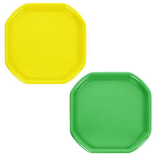 Eason Bros - 2 x Small Colour Plastic Mixing Trays 70x70cm Octagonal Tuff Tray for Messy Play Sand Water, & Garden Beach School Outdoor Fun Activities, Mortar Mixing Tray (Yellow & Green)