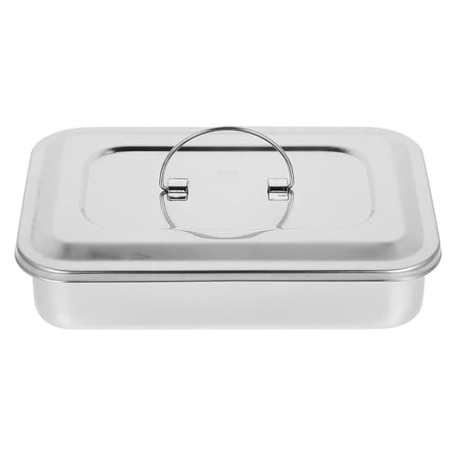 Box Beauty Square Plate Case Nail Display Tray Manicure Disinfections Plate with Pallet Dental Medical Plate Metal Instrument Rack Stainless Steel