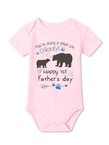 Image of BesserBay Happy 1st Fathers Day with Me - Baby Bodysuit Fathers Day Baby Onesie 100% Cotton 0-12 Months