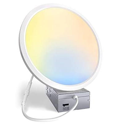 Amico 5CCT 1 Pack 7 Inch Ultra-Thin LED Recessed Ceiling Light with Junction Box, Fit 4/5/6 Inch Hole, 2700K/3000K/4000K/5000K/6000K,18W Eqv 120W, Dimmable Downlight,1500LM Brightness