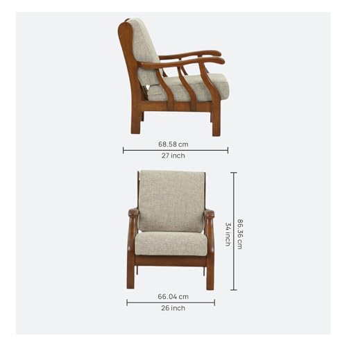 Image of Royaloak Penang Malaysian Wooden Sofa 1 Seater | Solid Wood Sofa | Washable & Removable Cushion Covers | Durable & Long Lasting | Super Soft Cushions | Sleek Design | Malaysian Collection | Modern