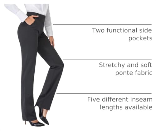 Image of Tapata Women's 28'' /30'' /32'' /34'' Stretchy Straight Dress Pants with Pockets Tall, Petite, Regular for Office Work Business