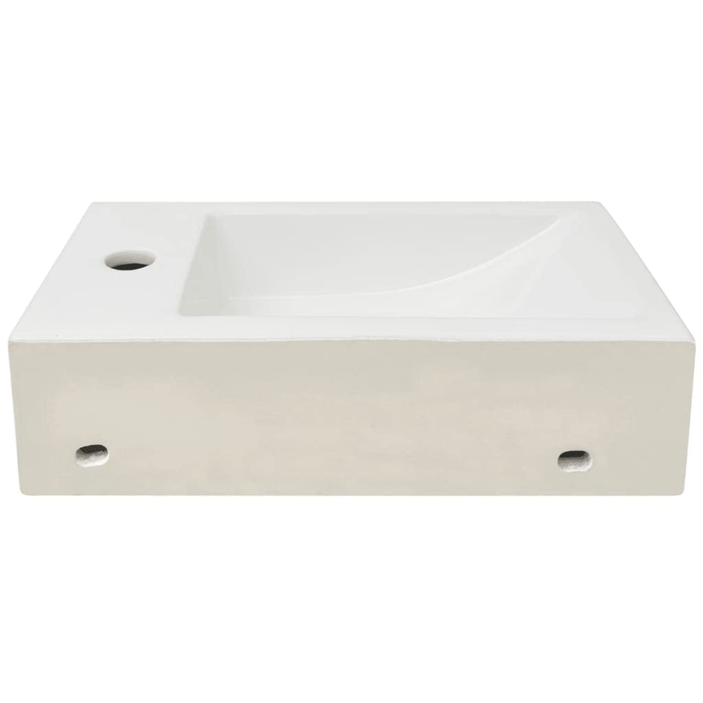 vidaXL Lavabo con agujero de grifo rectangular cerámica blanca 46x25.5x12cm lavabo