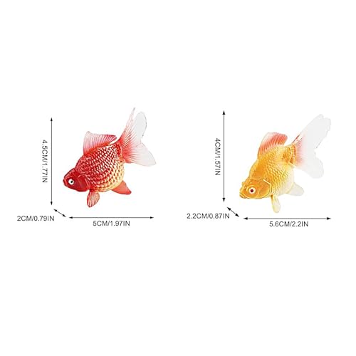 xowwyue 2 Stück Gefälschte Goldfische Künstliche Bewegliche Fische Plastikfischmodell Schwimmende Deko Aquarium Ornament Für Zuhause, Büro, Tank, Kollegen, Freunde 4,5x5 cm