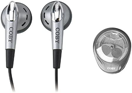 Coby CVE20 Dynamic Digital Stereo Earphones with Carrying Case, Silver (Discontinued by Manufacturer)