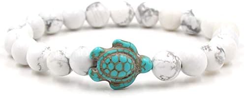 Caiyao 8mm Sea Turtles Beads Bracelet Turquoise Natutal Stone Elastic Stretch Bracelet for Women Men - Image 4