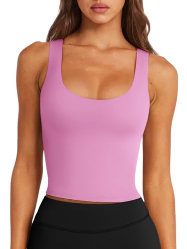 Image of LASLULU Womens Sport Bras Long Line Workout Yoga Gym Athletic Tops Clothes Shirts Camisole Padded Crop Tank Tops