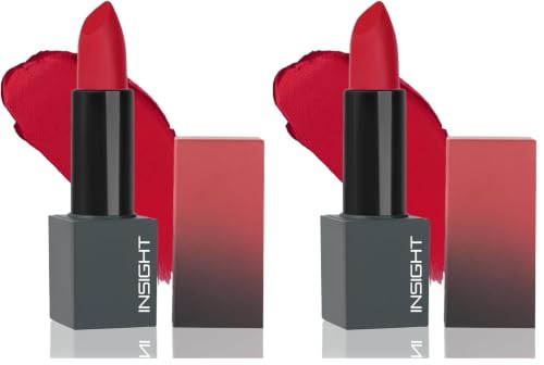 Image of INSIGHT Velvet Matte Lipstick (Eternal Love) | Long Lasting, Smudge-Proof & Non-Drying | Enriched with Cocoa Butter, Argan Oil & Vitamin E | Smooth Application, Bold Pigment - 3.8g (Pack of 2)