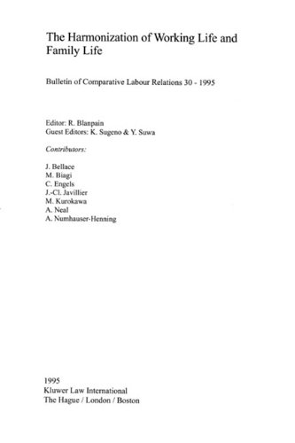 Hamonization of Working (Bulletin of Comparative Labour Relations)