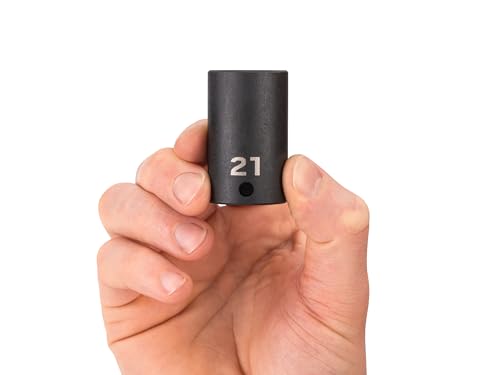 Image of TEKTON 3 /8 Inch Drive x 21 mm Semi-Deep 6-Point Impact Socket | SID14121