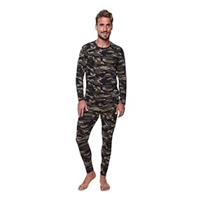 Thermal Underwear for Men Long John Set for Cold Weather Mens 2 pc Long Sleeve Shirt and Leggings Fleece Base Layer Thermals