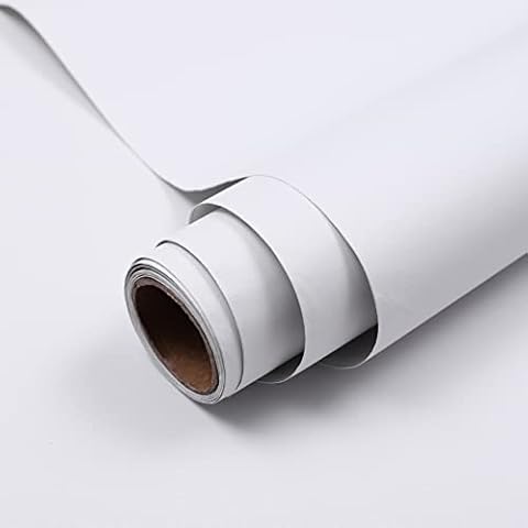 Hode Sticky Back Plastic Self Adhesive Wallpaper Furniture Sticker Removable 40cmX3m White Peel and Stick Vinyl Film for Wall Shelf Liner Table Door Living Room(Frosted) Cover