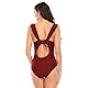 SEDEX Badeanzug Damen Bauchweg Push Up Rüschen V Ausschnitt Schnürung Hinten Bademode mit Cups Einteiler Schwimmanzug Sexy Swimsuit Schlankheits Monokini Strandmode Frauen Beachwear Sommer(Rot,L)