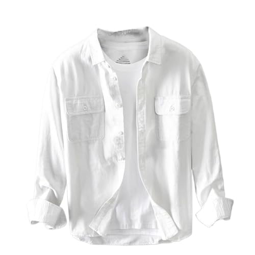 Chemise blanche décontractée homme en coton épais pour éviter la transparence