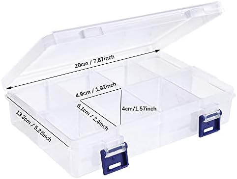 Lamondre 2 Pcs Jewellery Storage Box Bead Earring Organisers Compartment Storage Boxes Plastic Organiser Box with 8 Adjustable Dividers Containers