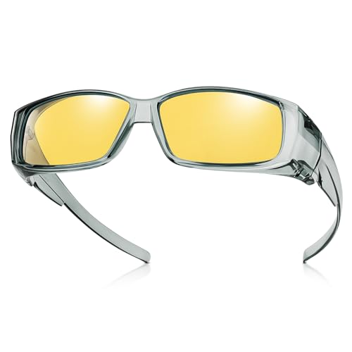 Night Driving Glasses for Men Women Polarized Night Vision Wrap Around Glasses for Driving