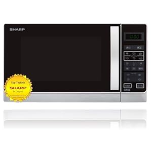 Sharp R642INW 2-in-1 Mikrowelle mit Grill/ 20 L/ 800 W/ 1000 W Quarzgrill/ 8 Automatikprogramme/ Timer/ Kindersicherung/ Energiesparmodus/ Glasdrehteller (25, 5 cm)/ silber