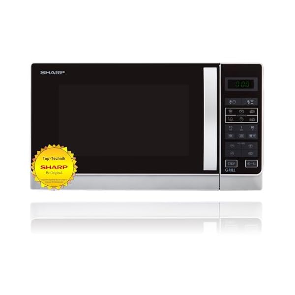 Sharp R642INW Mikrowelle / 2-in-1 Grill-Kompakt-Mikrowellengerät/Tageszeitanzeige/Kindersicherung
