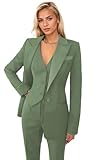 TOPGH Women's 3 Pieces Pants Suit Office Lady Suit Blazer Vest Pants Business Suit Casual for Women Tuxedo Suits Set Sage