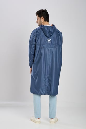 Image of Zeel Unisex Outdoor Rain Poncho for Adult, Waterproof, Lightweight & Packable, Polyester Pullover Full Sleeves Hooded Rainwear, Raincoat for Camping, Hiking, Travelling (AZ33, Free Size) (Airforce)