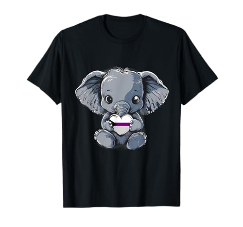 Niedlicher Elefant LGBTQ Demisexualität Demisexueller Stolz Flagge T-Shirt