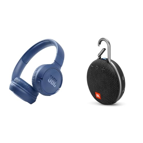 Image of JBL Tune 510BT: Wireless On-Ear Headphones with Purebass Sound - Blue, Medium & Clip 3, Black - Waterproof, Durable & Portable Bluetooth Speaker - Up to 10 Hours of Play