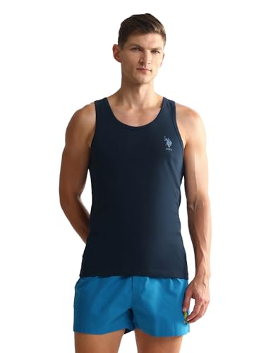 Image of U.S. Polo ASSN. Mens OEV05 Solid Cotton Vest - Pack of 2