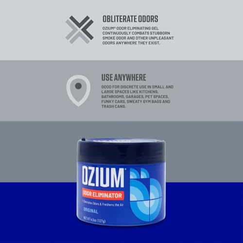 Image of Ozium 4.5 Oz. Odor Eliminating Gel for Homes, Cars, Offices and More, That New Car Smell Scent, 2 Pack
